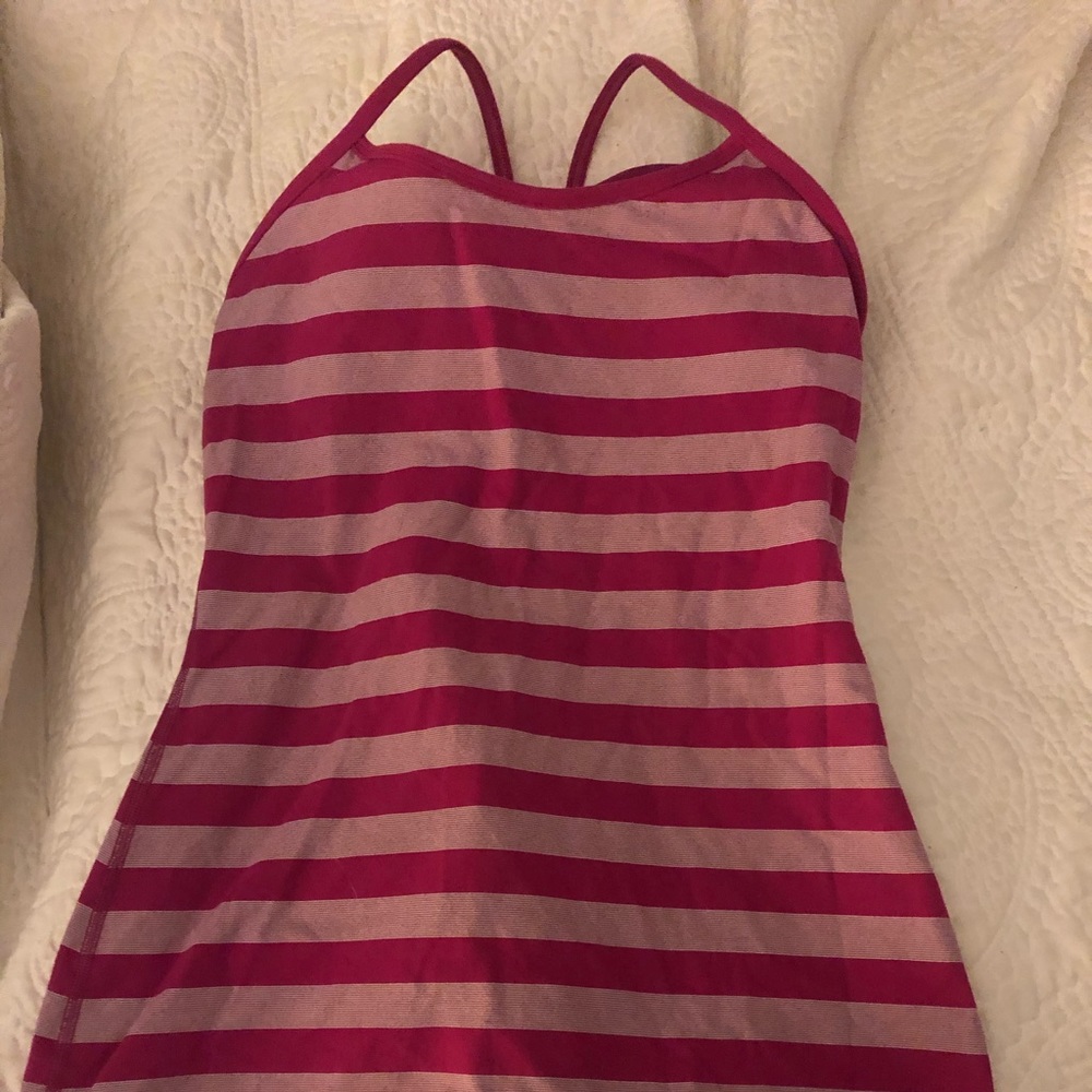 Lululemon Power Y tank size 8. Pink stripe